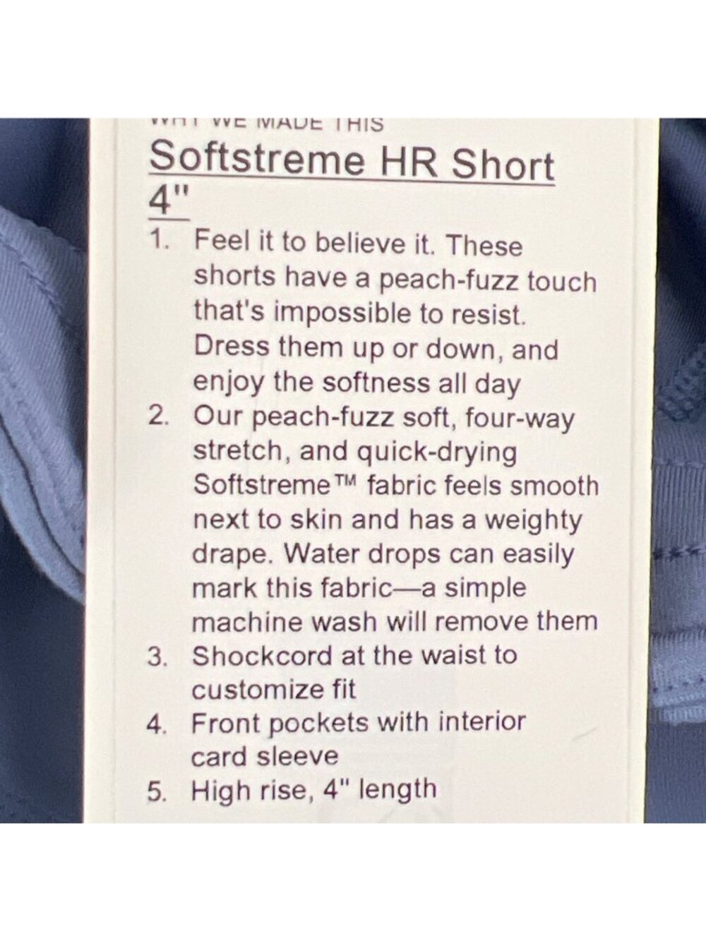 LULULEMON Softstreme High Rise Shorts 4" Oasis Blue Sz 4 #W7CAXS NWT - Picture 4 of 6